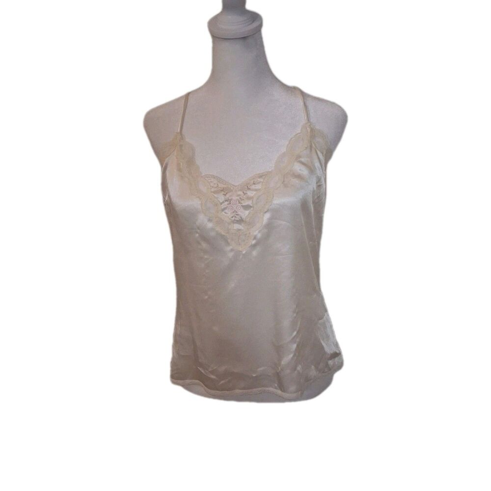 Vintage Lorraine Sz 34 Satin Camisole Lace Soft Girl Romantic Princess Coqutte